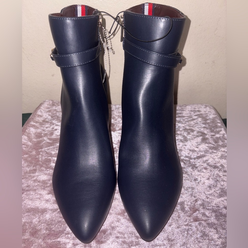 Tommy Hilfiger Blue Ankle Booties with Decorative Strap